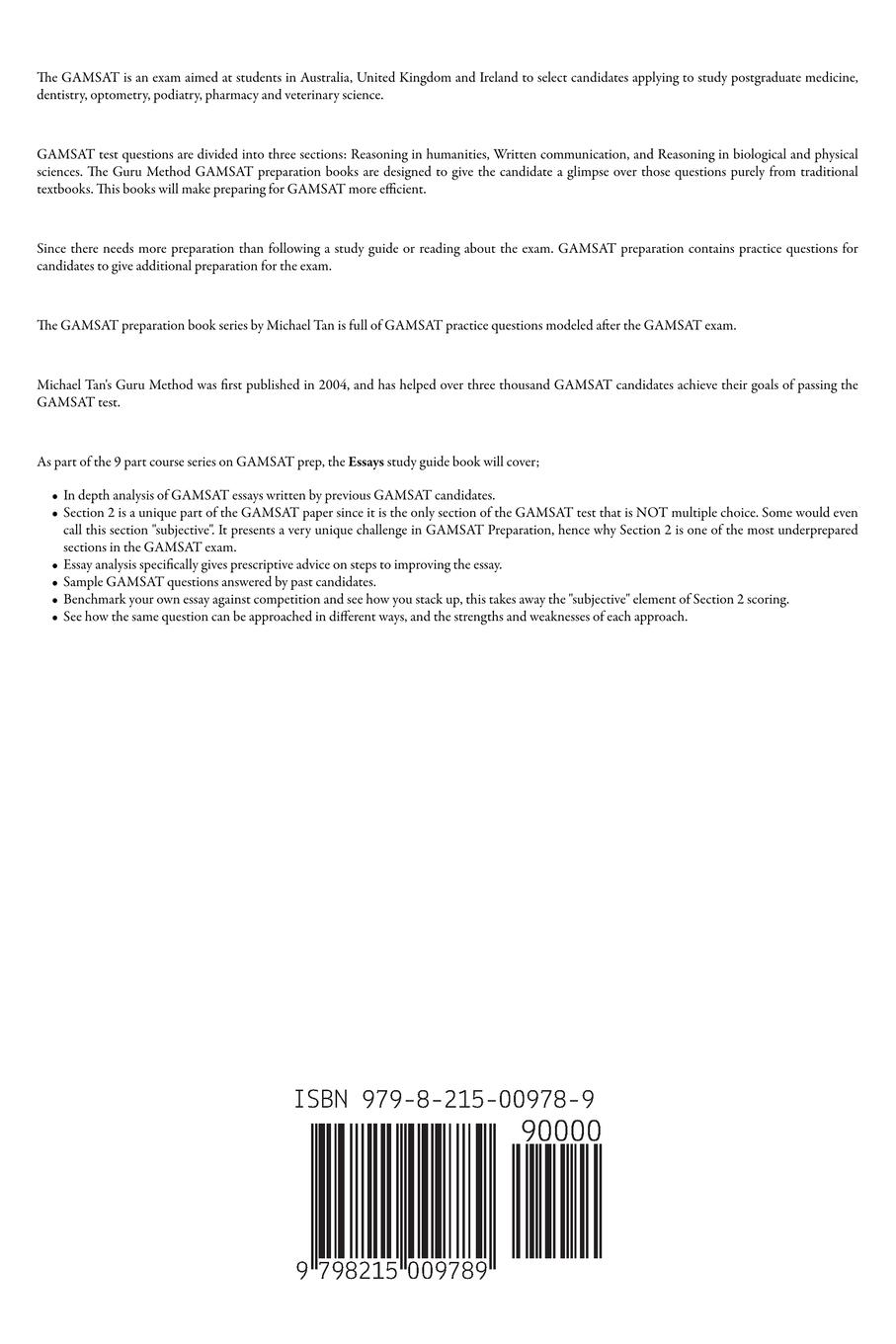 Rückseite: 9798215009789 | GAMSAT Preparation Essays | Michael Tan | Taschenbuch | Englisch