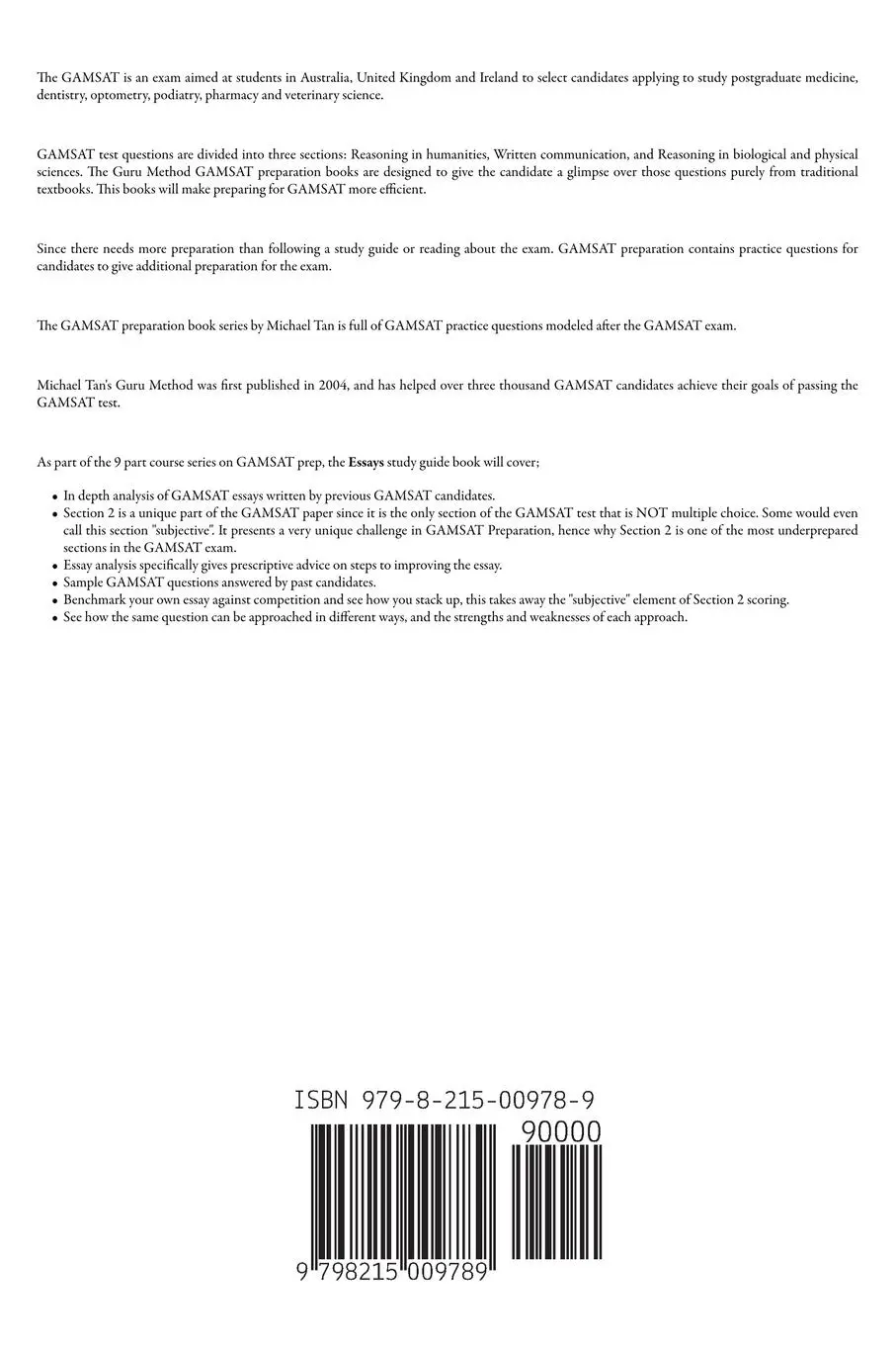 Rückseite: 9798215009789 | GAMSAT Preparation Essays | Michael Tan | Taschenbuch | Englisch