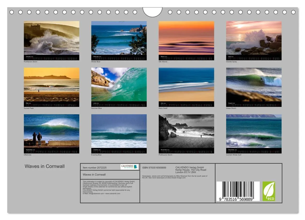 Bild: 9783516569889 | Waves in Cornwall (Wall Calendar 2026 DIN A4 landscape), CALVENDO...