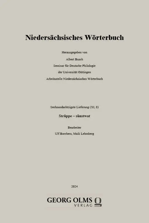 Cover: 9783487169989 | Niedersächsisches Wörterbuch | Sechsundachtzigste Lieferung (XI, 8)