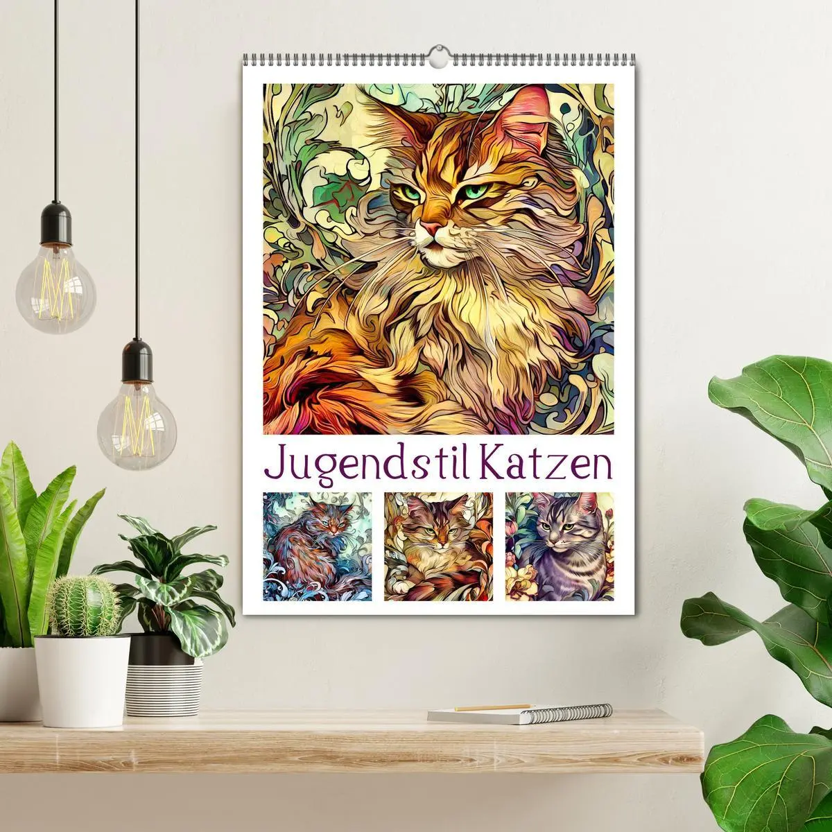Bild: 9783516319989 | Jugendstil Katzen (Wandkalender 2026 DIN A2 hoch), CALVENDO...