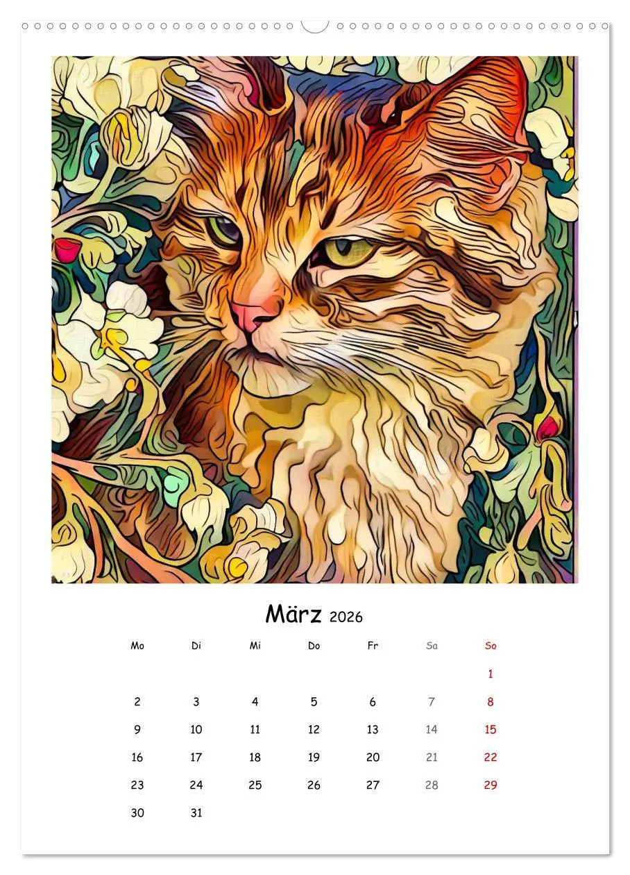 Bild: 9783516319989 | Jugendstil Katzen (Wandkalender 2026 DIN A2 hoch), CALVENDO...