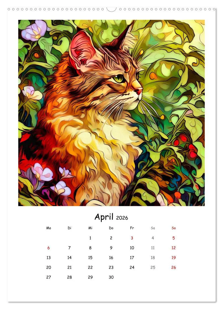 Bild: 9783516319989 | Jugendstil Katzen (Wandkalender 2026 DIN A2 hoch), CALVENDO...
