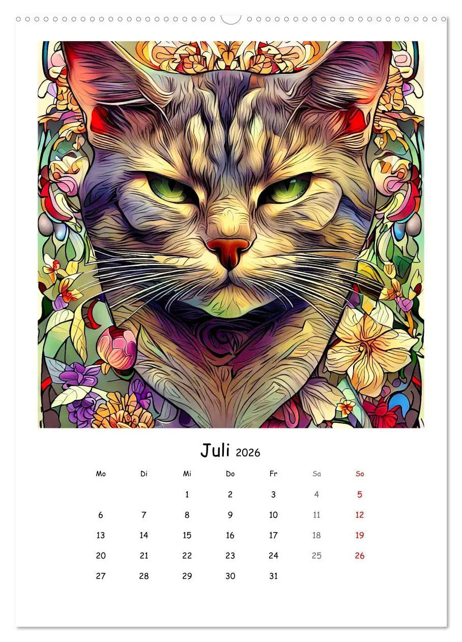 Bild: 9783516319989 | Jugendstil Katzen (Wandkalender 2026 DIN A2 hoch), CALVENDO...