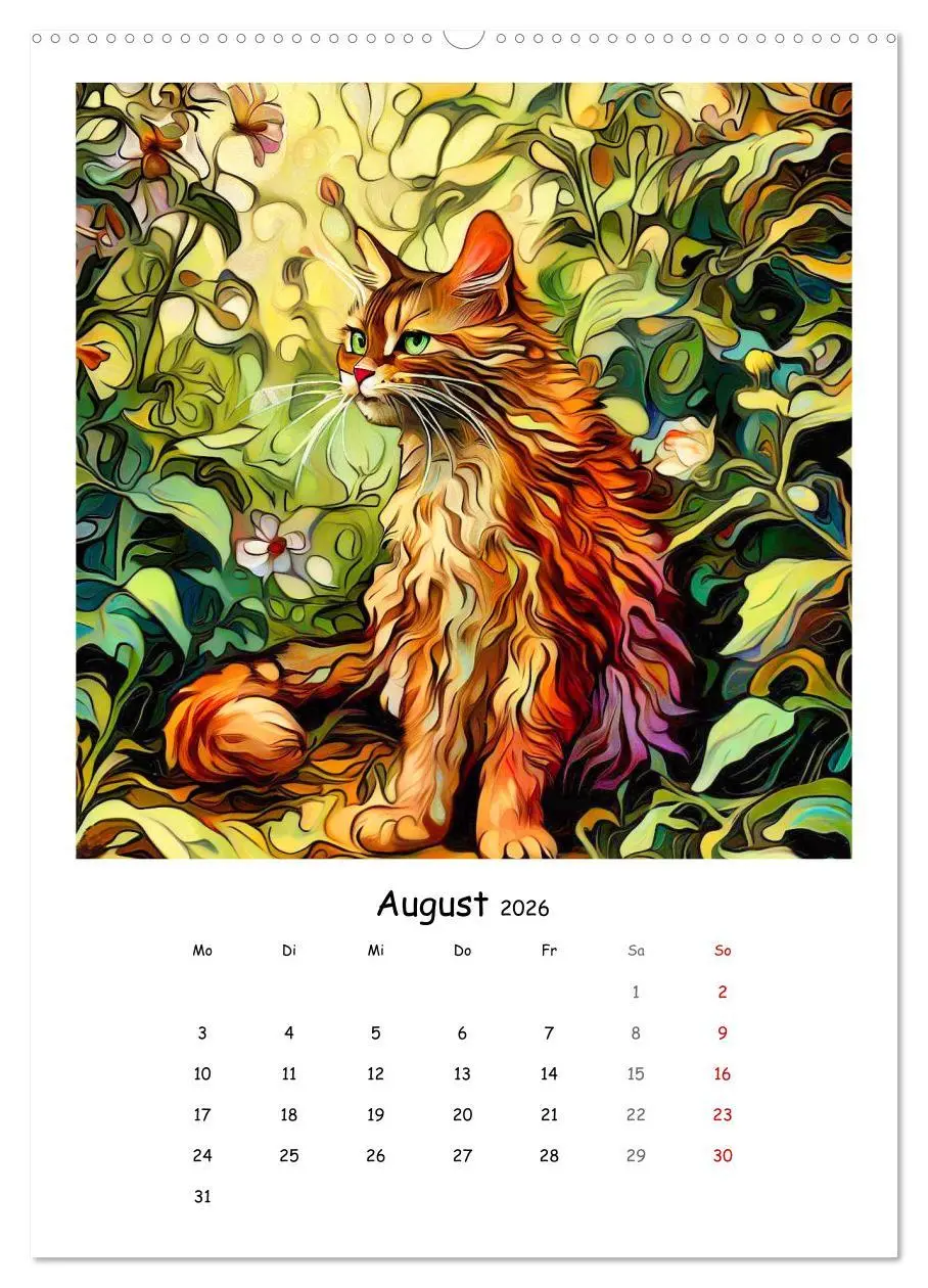 Bild: 9783516319989 | Jugendstil Katzen (Wandkalender 2026 DIN A2 hoch), CALVENDO...