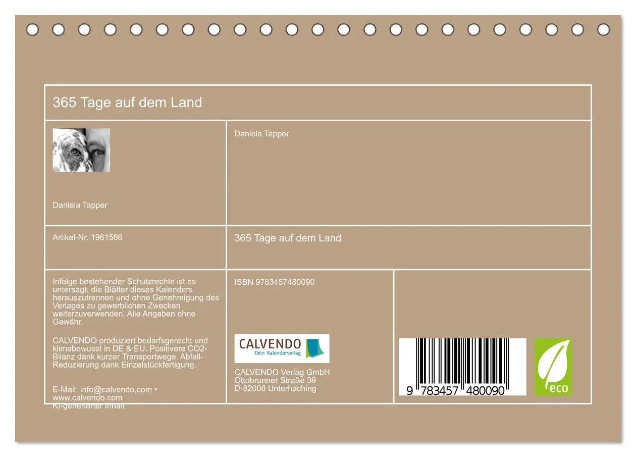 Bild: 9783457480090 | 365 Tage auf dem Land (Tischkalender 2026 DIN A5 quer), CALVENDO...