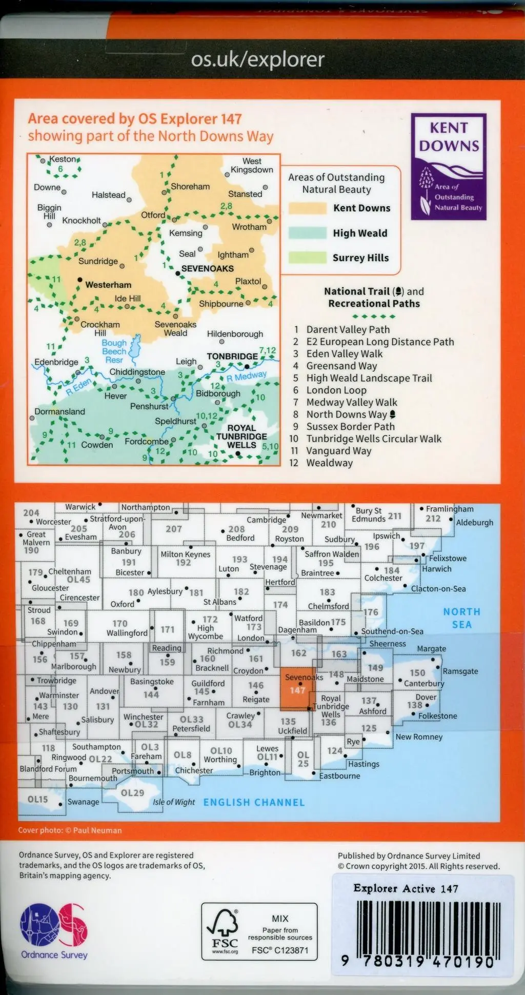 Bild: 9780319470190 | Sevenoaks and Tonbridge | Ordnance Survey | (Land-)Karte | Englisch