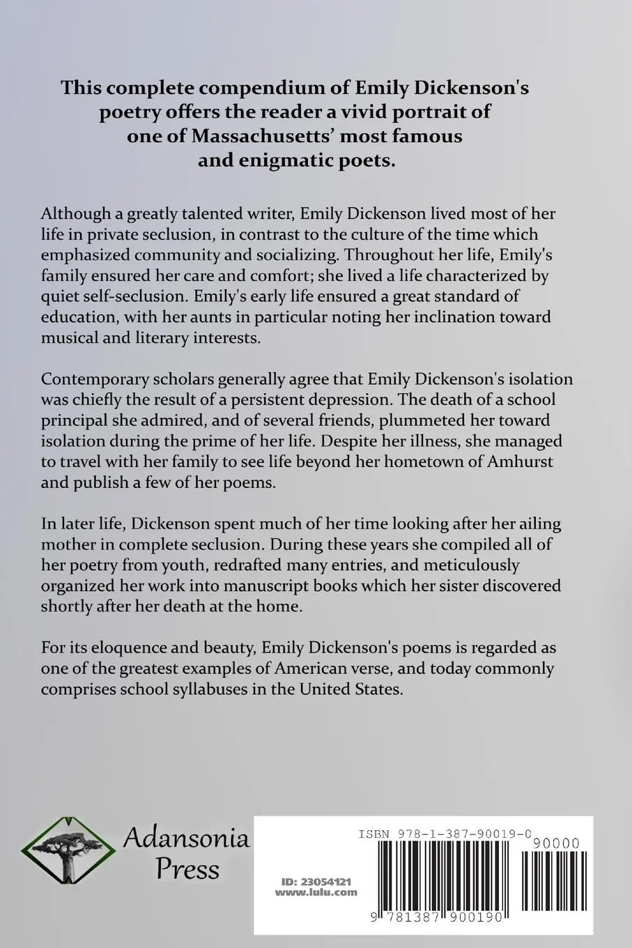 Rückseite: 9781387900190 | The Complete Poems of Emily Dickinson | Emily Dickinson | Taschenbuch