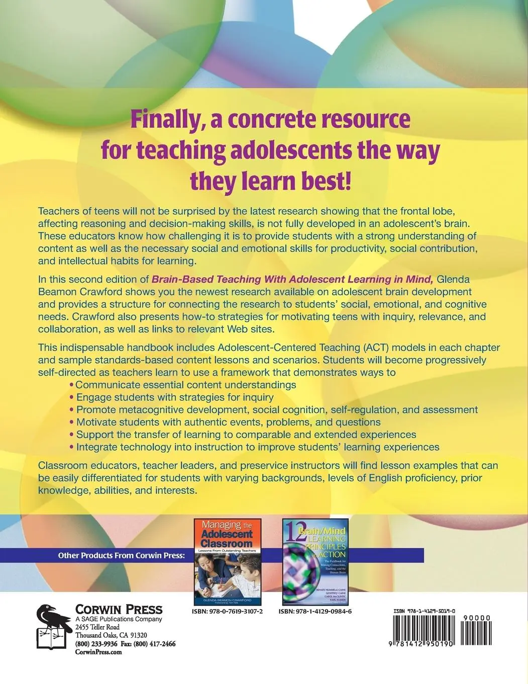 Rückseite: 9781412950190 | Brain-Based Teaching with Adolescent Learning in Mind | Crawford