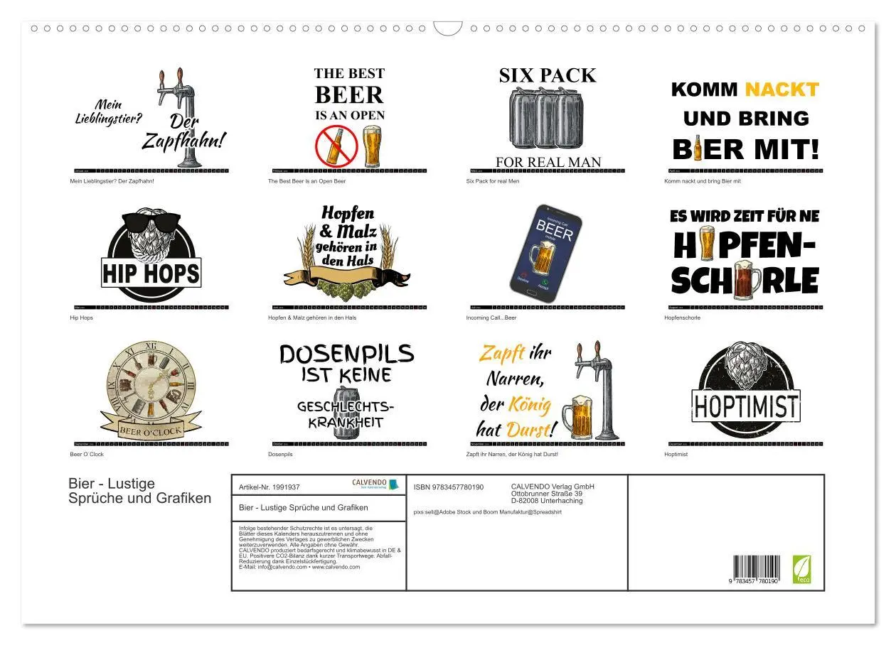 Bild: 9783457780190 | Bier - Lustige Sprüche und Grafiken (Wandkalender 2026 DIN A2...
