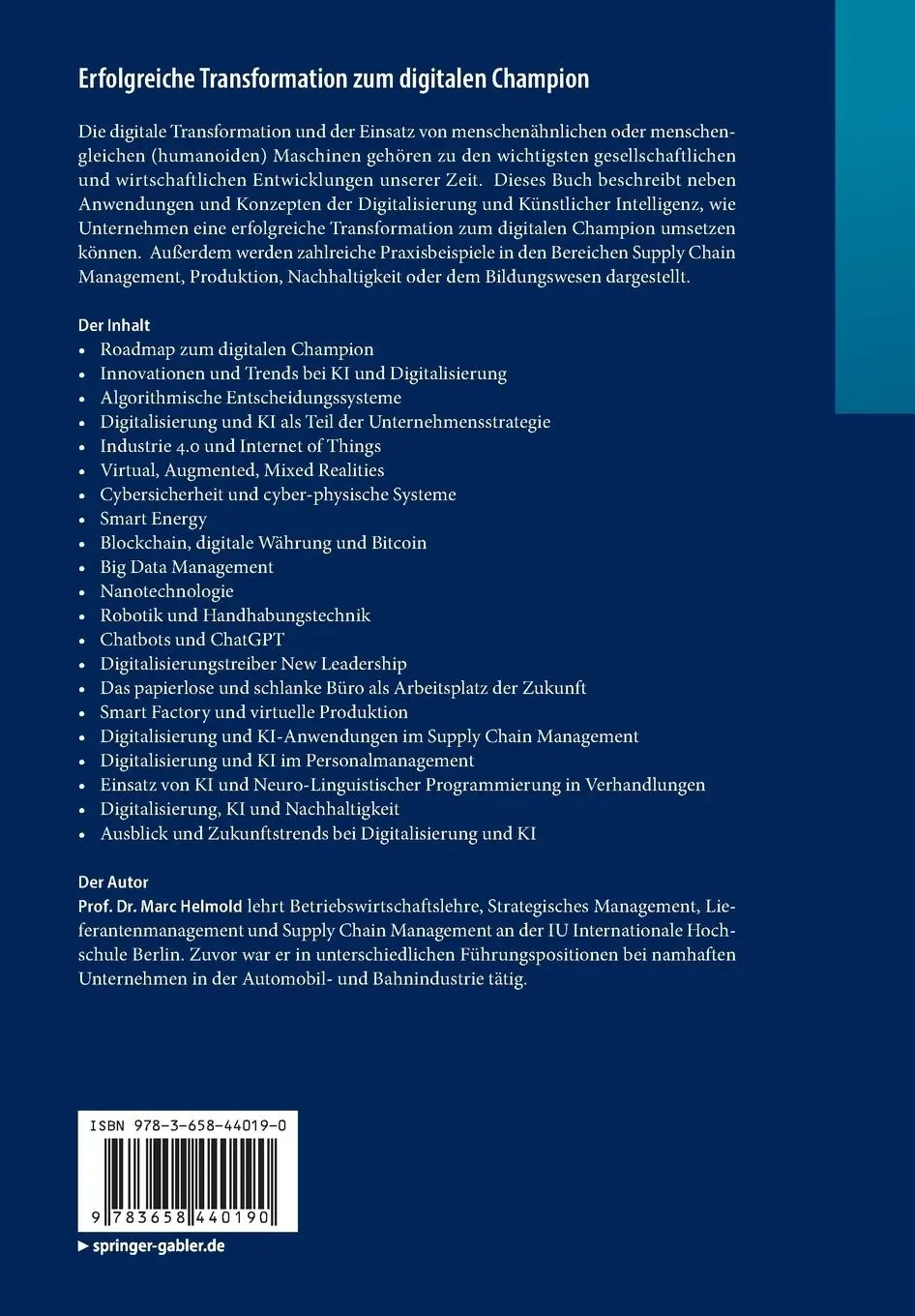 Rückseite: 9783658440190 | Erfolgreiche Transformation zum digitalen Champion | Marc Helmold