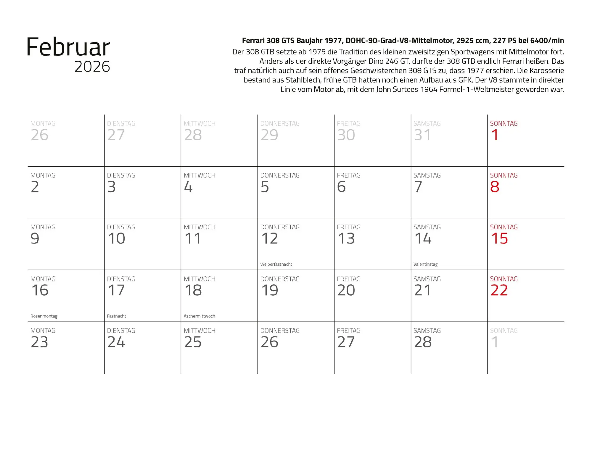 Bild: 9783690190190 | Kalender Best of Maranello 2026 Eintragkalender | Dieter Rebmann