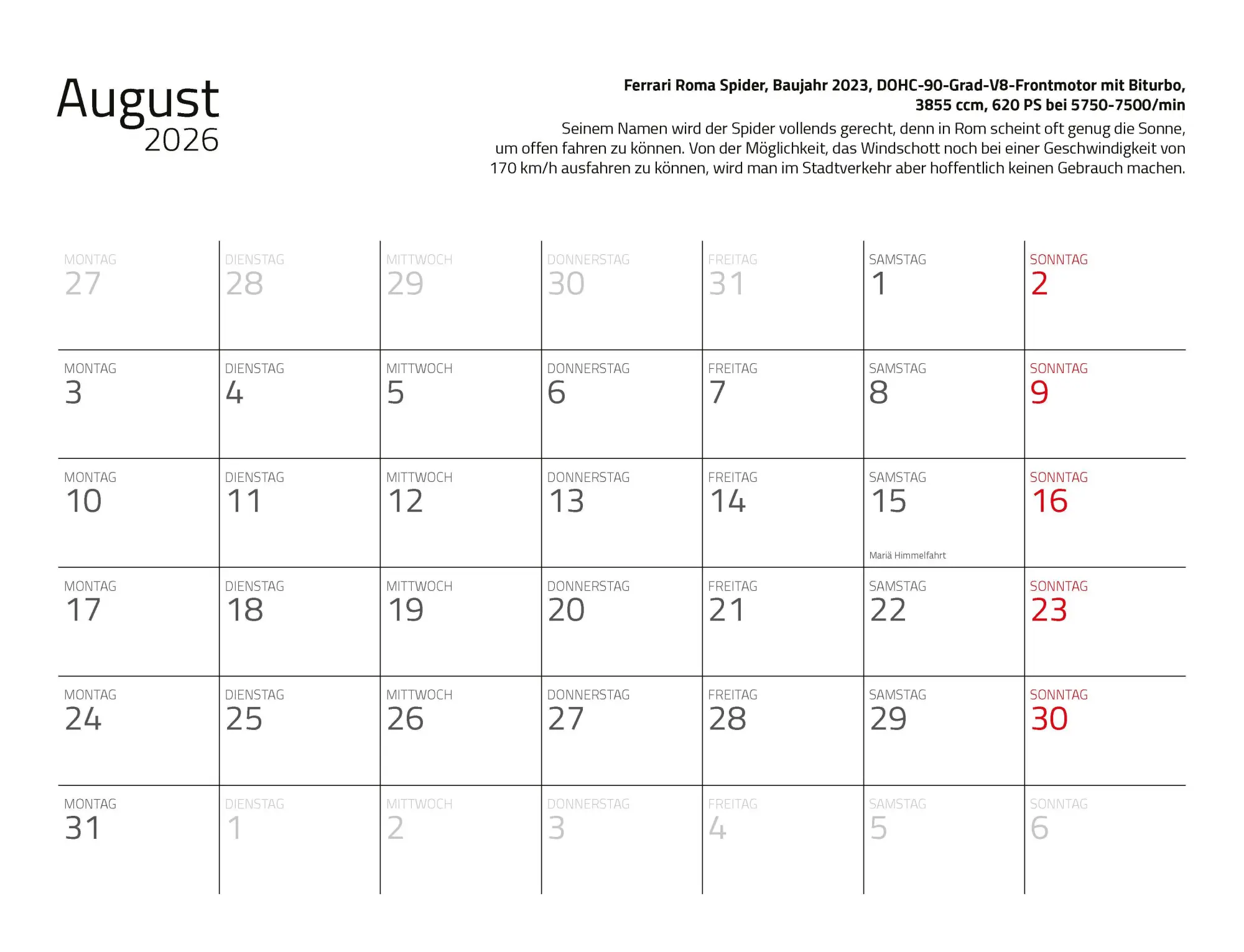 Bild: 9783690190190 | Kalender Best of Maranello 2026 Eintragkalender | Dieter Rebmann