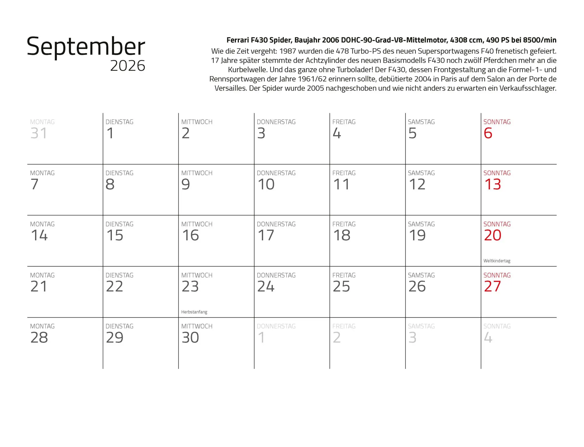 Bild: 9783690190190 | Kalender Best of Maranello 2026 Eintragkalender | Dieter Rebmann