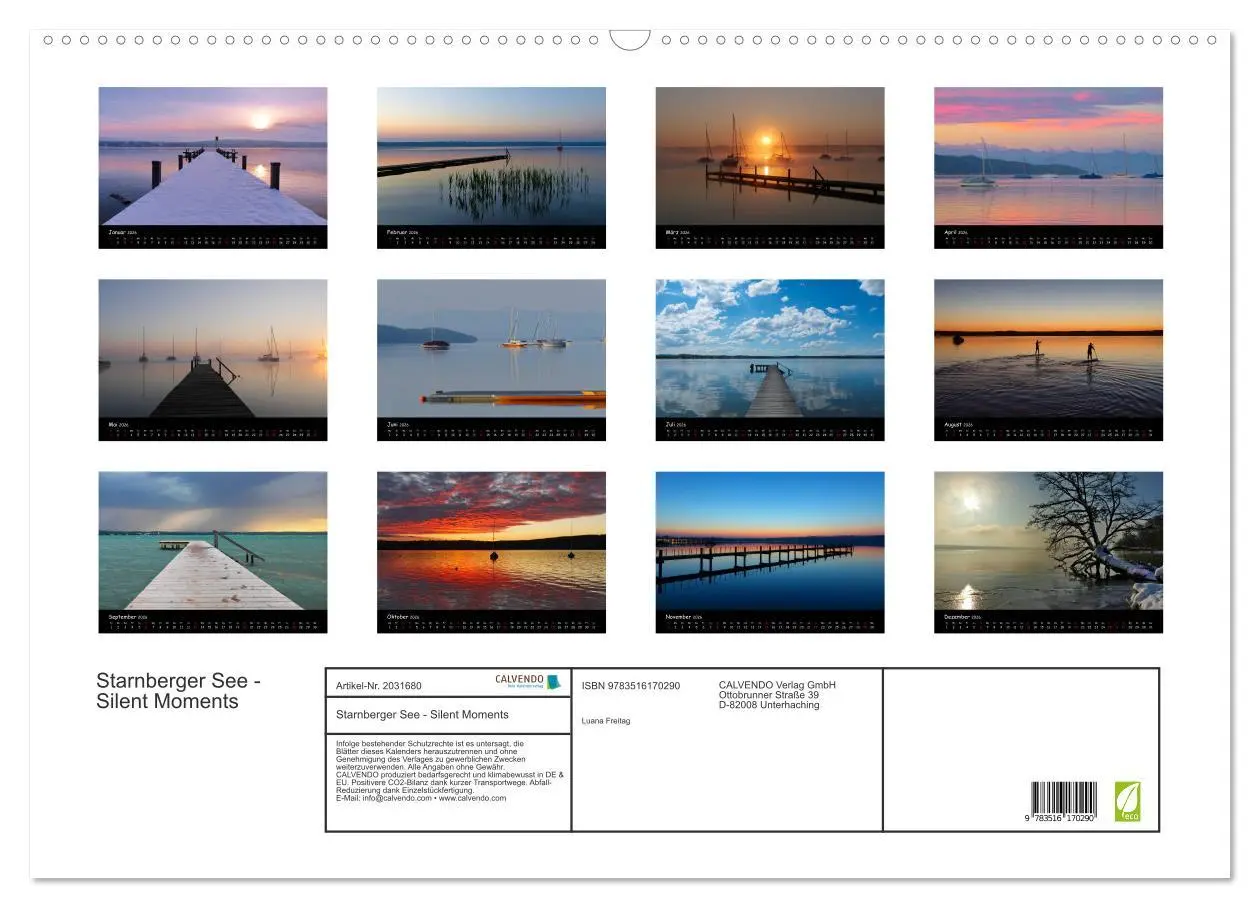 Bild: 9783516170290 | Starnberger See - Silent Moments (Wandkalender 2026 DIN A2 quer),...