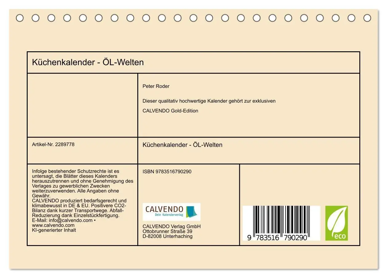Bild: 9783516790290 | Küchenkalender - ÖL-Welten (Tischkalender 2027 DIN A5 quer),...
