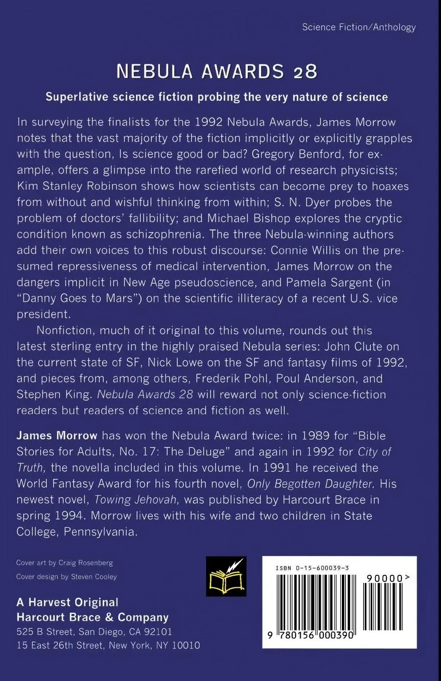 Rückseite: 9780156000390 | Nebula Awards 28 | James Morrow | Taschenbuch | Englisch | 1994