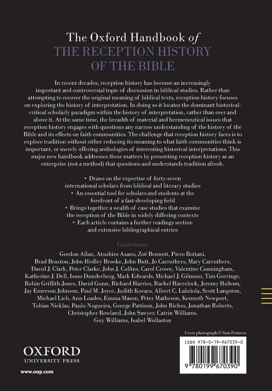 Rückseite: 9780199670390 | The Oxford Handbook of the Reception History of the Bible | Buch