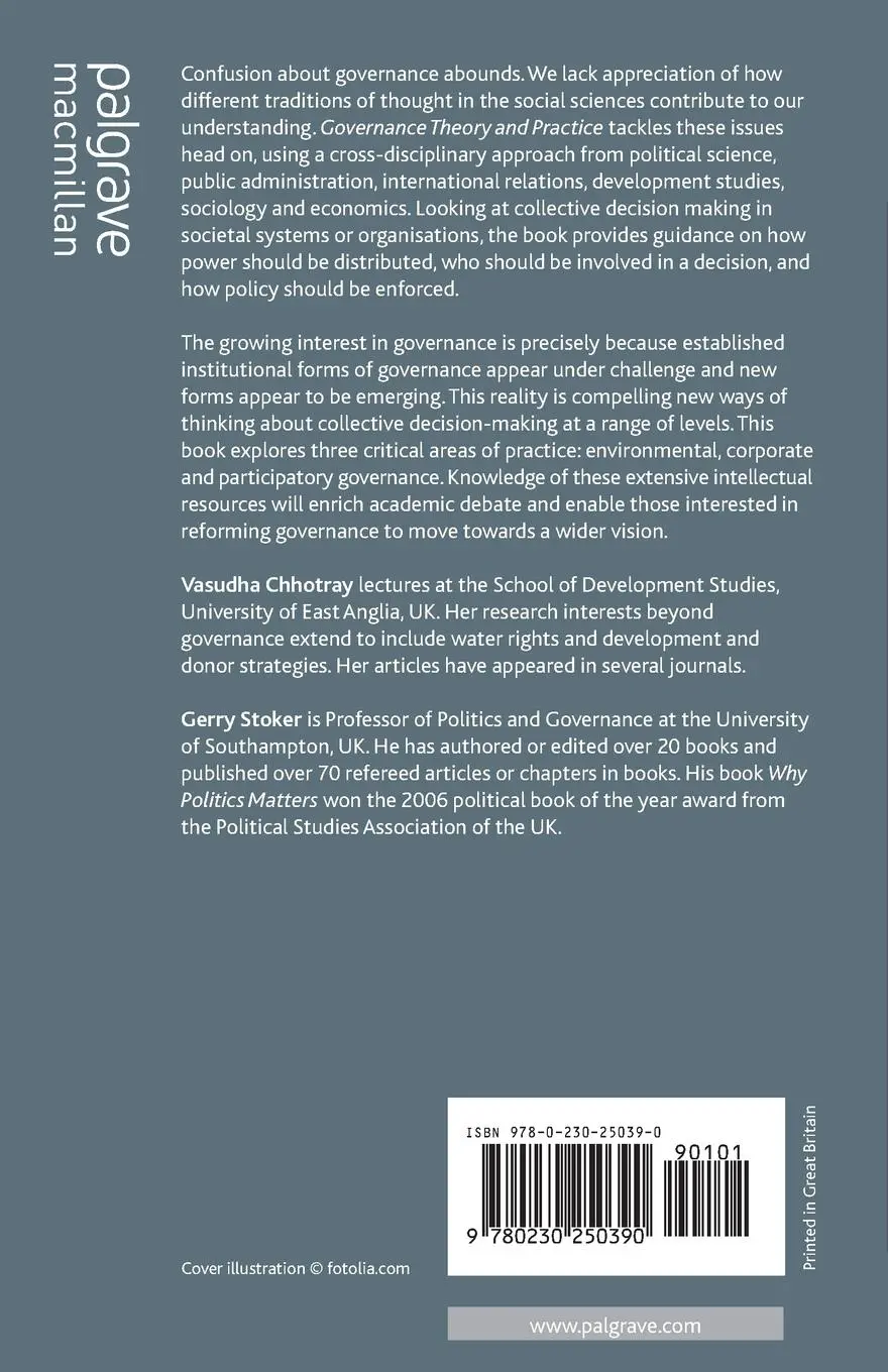 Rückseite: 9780230250390 | Governance Theory and Practice | A Cross-Disciplinary Approach | Buch