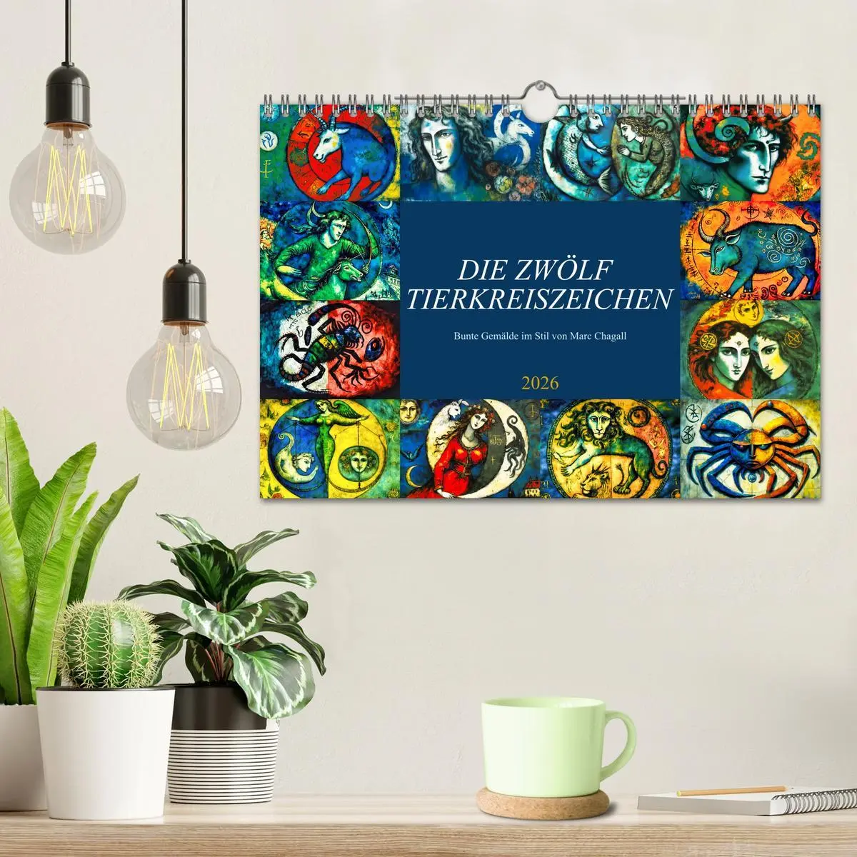 Bild: 9783457380390 | Die zwölf Tierkreiszeichen (Wandkalender 2026 DIN A4 quer),...