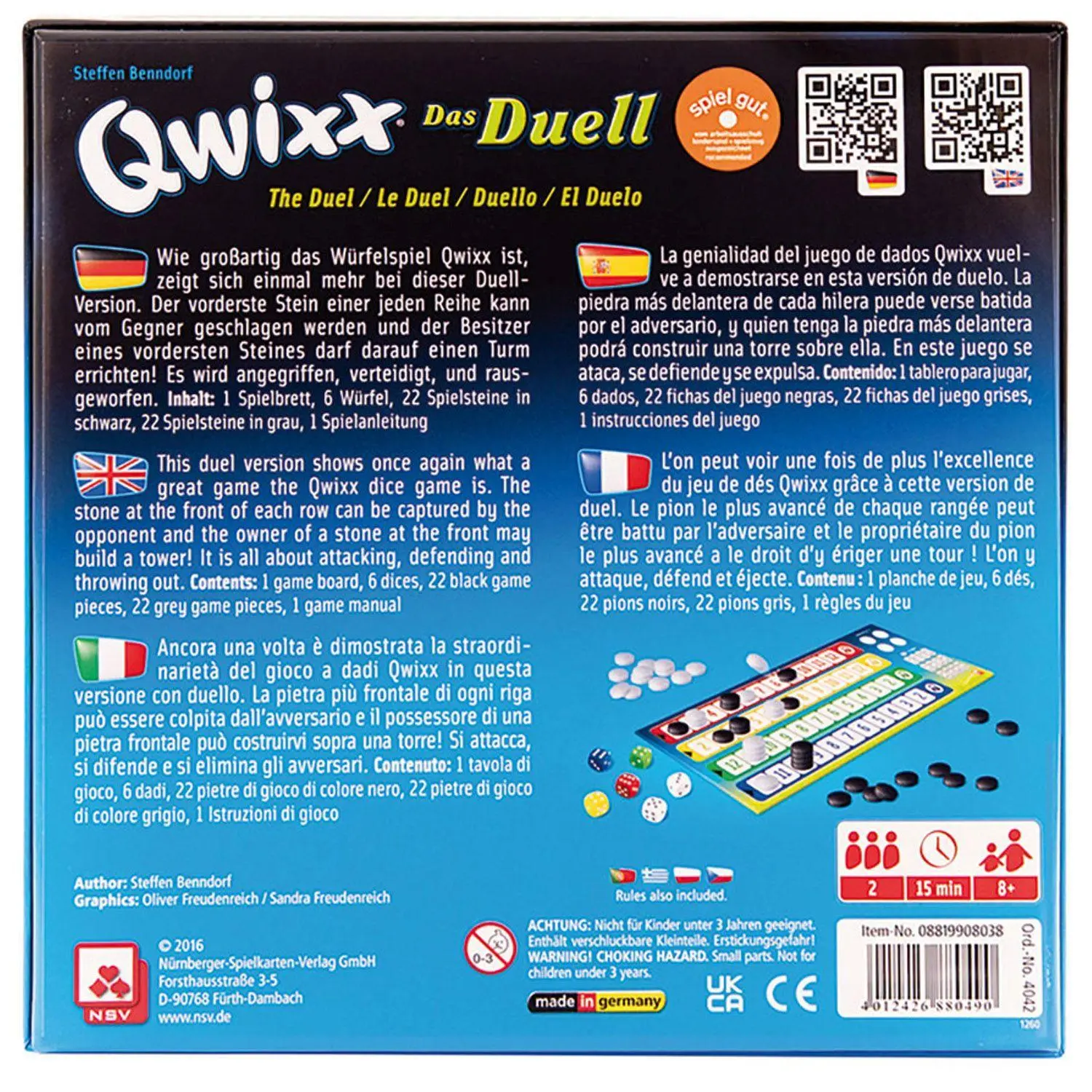 Bild: 4012426880490 | Qwixx Duell. Würfelspiel | Steffen Benndorf | Spiel | Brettspiel