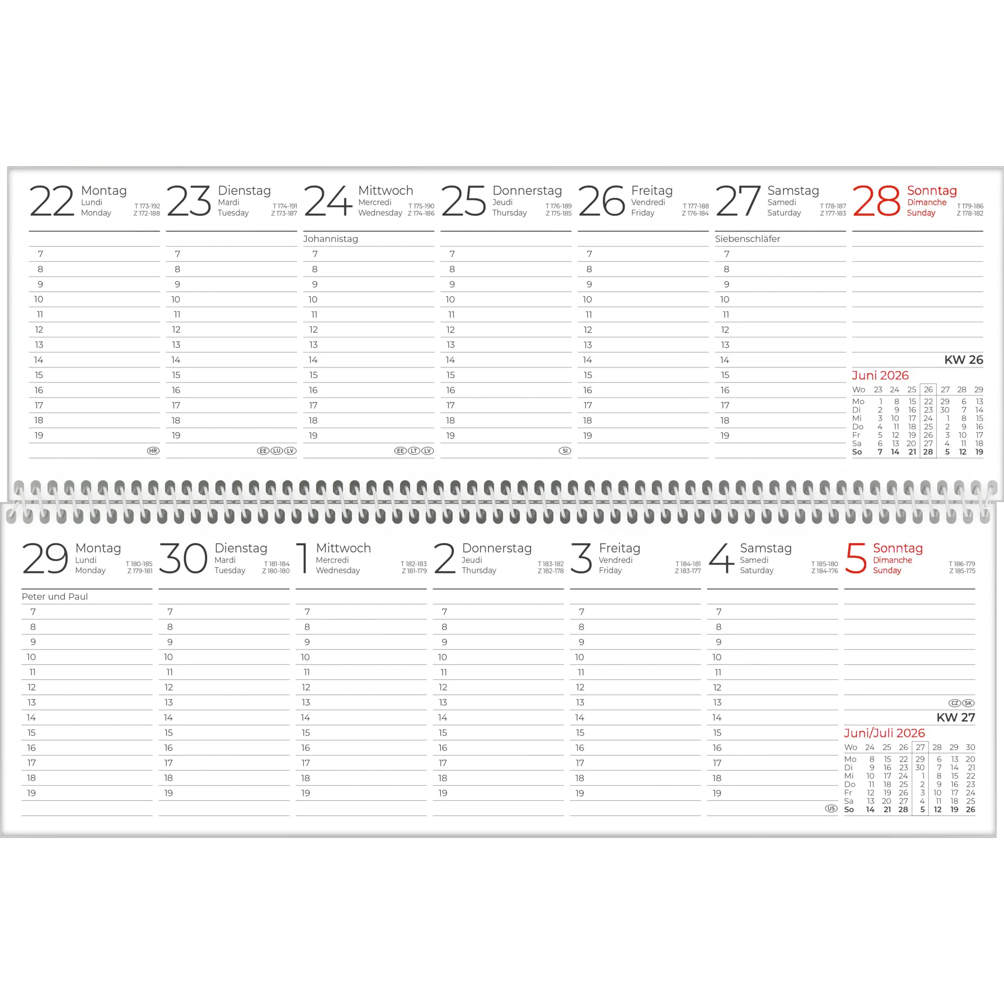 Bild: 4069095000490 | Tischquerkalender blau 1W/1S 2025 - 29,6x9,9 cm - 1 Woche auf 1...