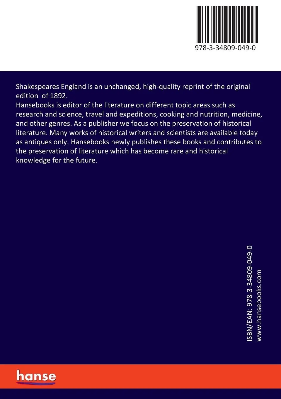 Rückseite: 9783348090490 | Shakespeares England | William Winter | Taschenbuch | Englisch | 2023