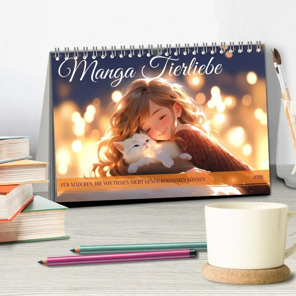 Bild: 9783457510490 | Manga Tierliebe (Tischkalender 2026 DIN A5 quer), CALVENDO...
