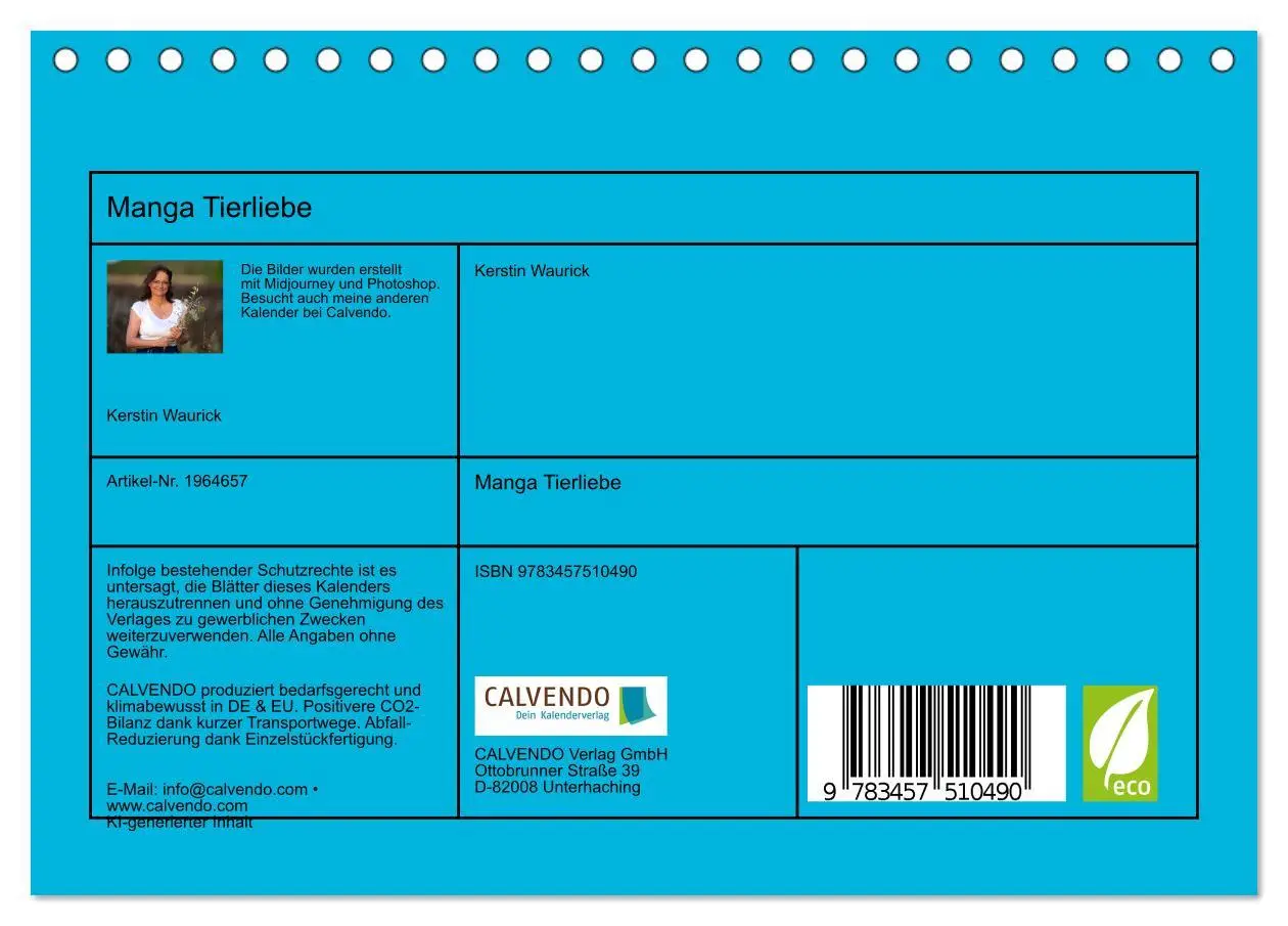 Bild: 9783457510490 | Manga Tierliebe (Tischkalender 2026 DIN A5 quer), CALVENDO...