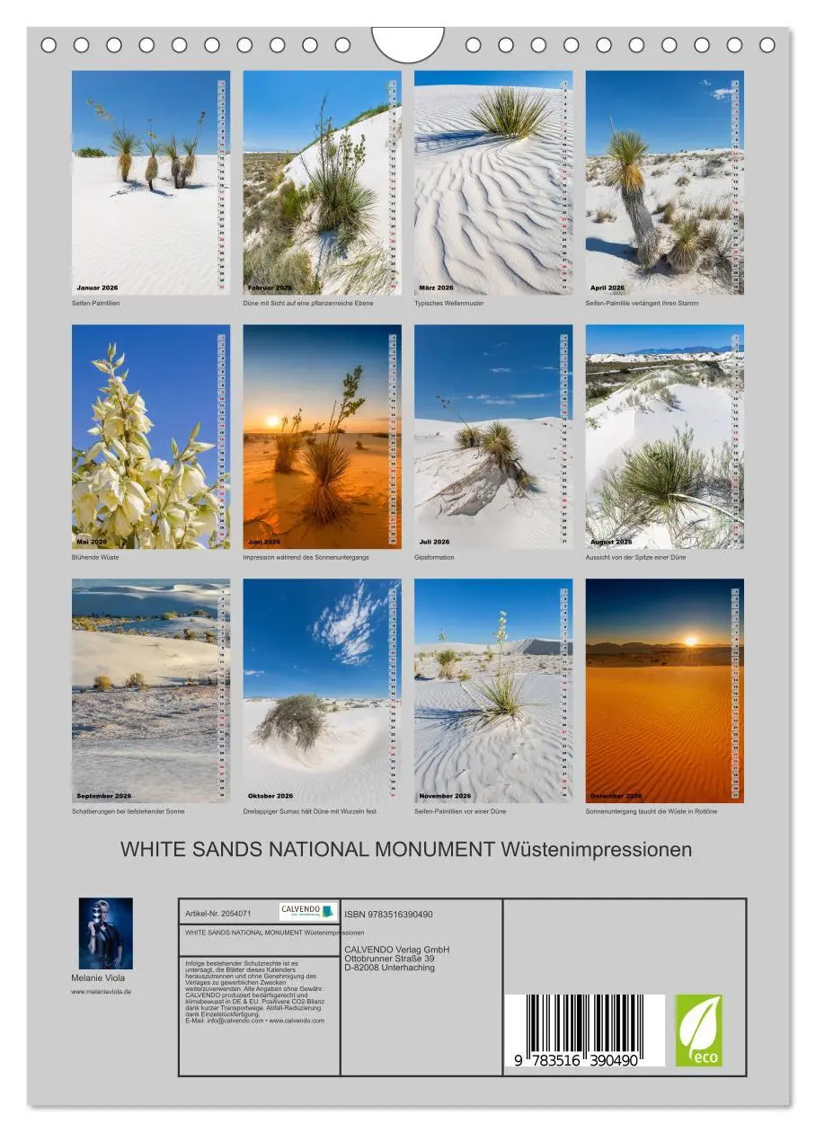 Bild: 9783516390490 | WHITE SANDS NATIONAL MONUMENT Wüstenimpressionen (Wandkalender 2026...
