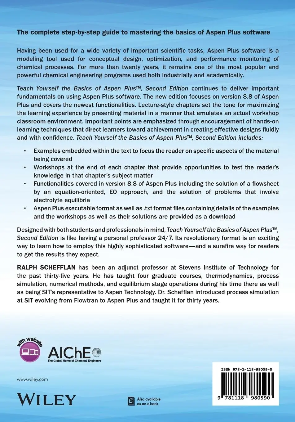 Rückseite: 9781118980590 | Teach Yourself the Basics of Aspen Plus | Ralph Schefflan | Buch