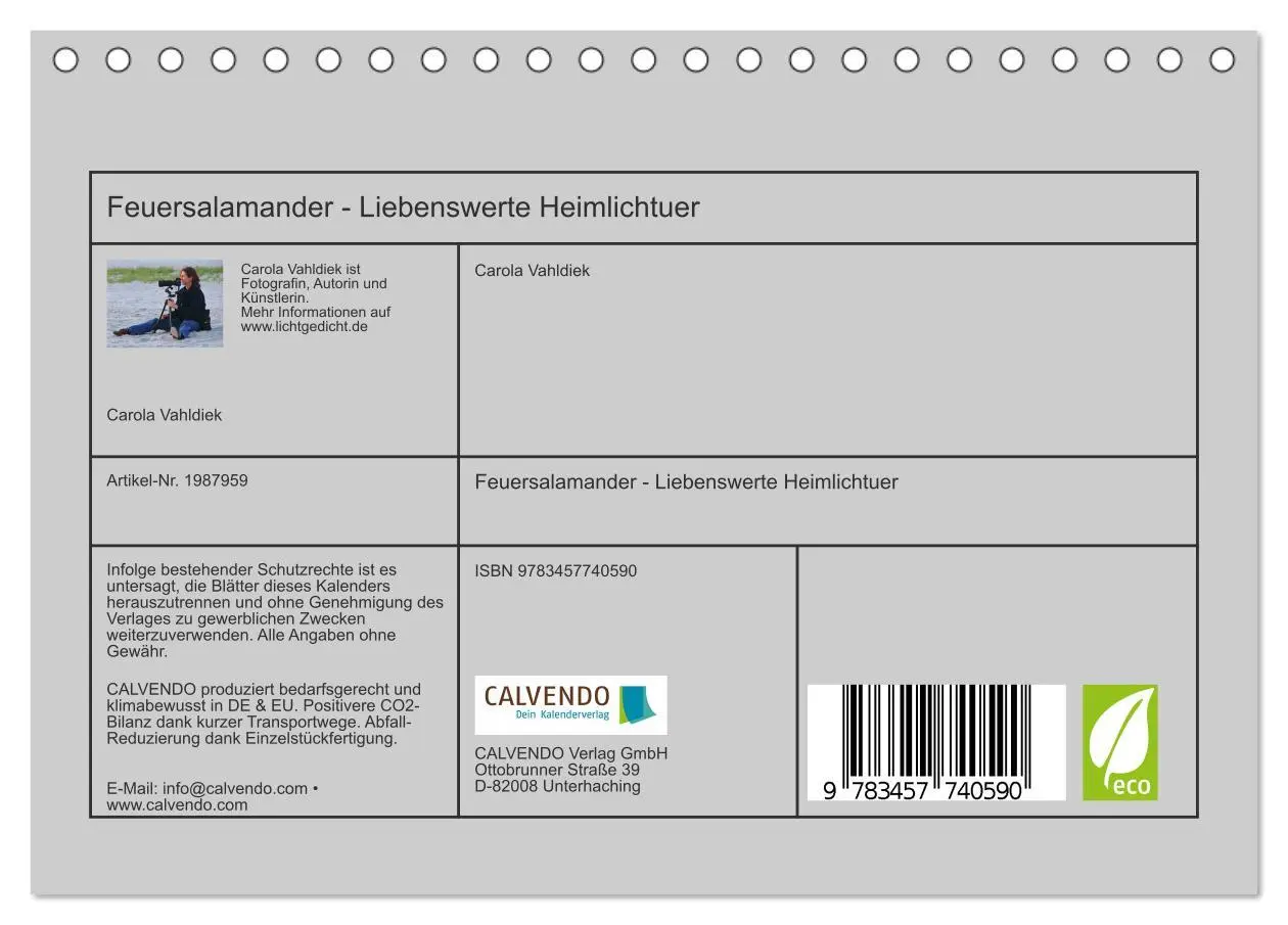 Bild: 9783457740590 | Feuersalamander - Liebenswerte Heimlichtuer (Tischkalender 2026 DIN...