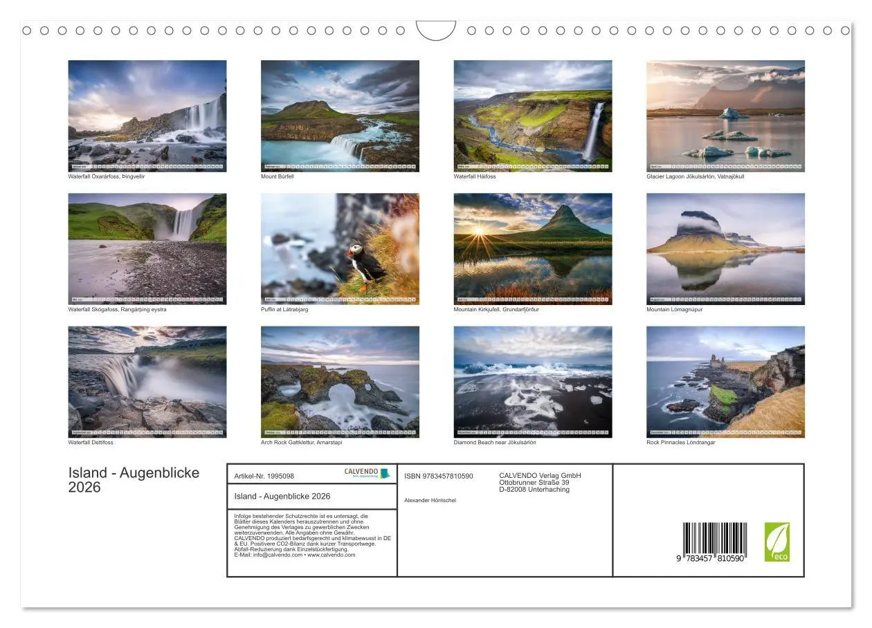Bild: 9783457810590 | Island - Augenblicke 2026 (Wandkalender 2026 DIN A3 quer), CALVENDO...