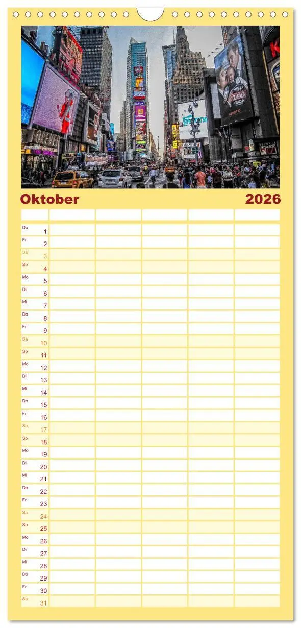 Bild: 9783516520590 | Familienplaner 2026 - New York feeling mit 5 Spalten (Wandkalender,...