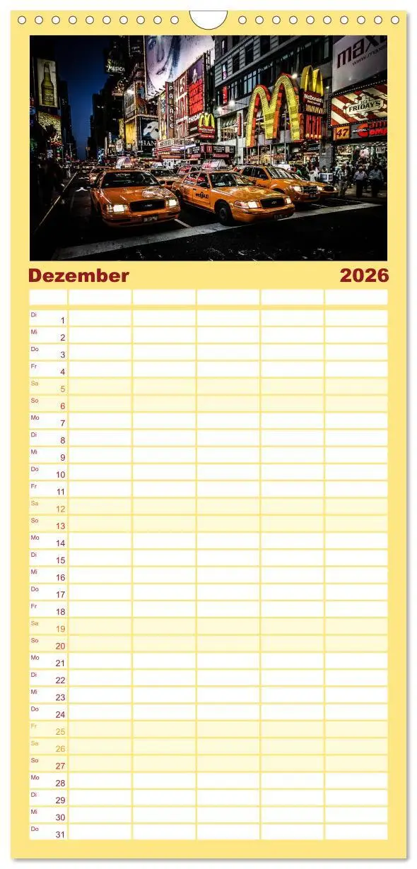 Bild: 9783516520590 | Familienplaner 2026 - New York feeling mit 5 Spalten (Wandkalender,...