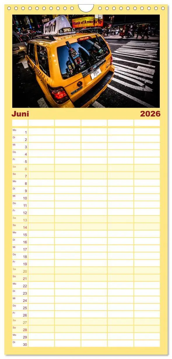 Bild: 9783516520590 | Familienplaner 2026 - New York feeling mit 5 Spalten (Wandkalender,...
