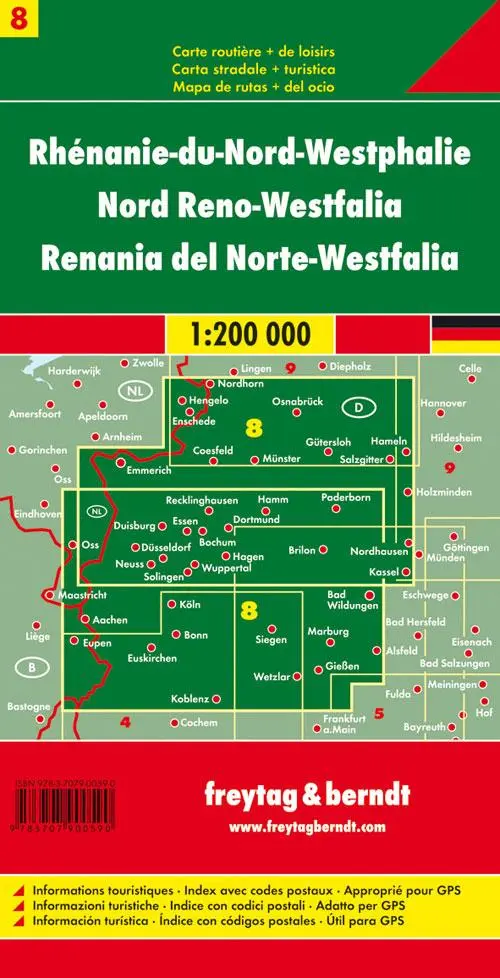 Rückseite: 9783707900590 | Deutschland 08 Nordrhein-Westfalen 1 : 200 000 | (Land-)Karte | 2016