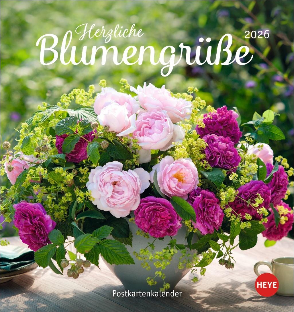 Cover: 9783756410590 | Herzliche Blumengrüße Postkartenkalender 2026 | Heye | Kalender | 2026