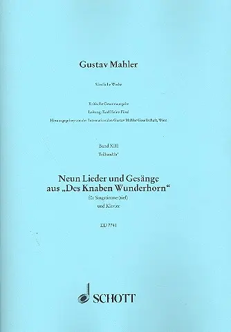 Cover: 9790001080590 | Samtliche Werke Band XIII, 2at | 9 Lieder und Gesange | Gustav Mahler