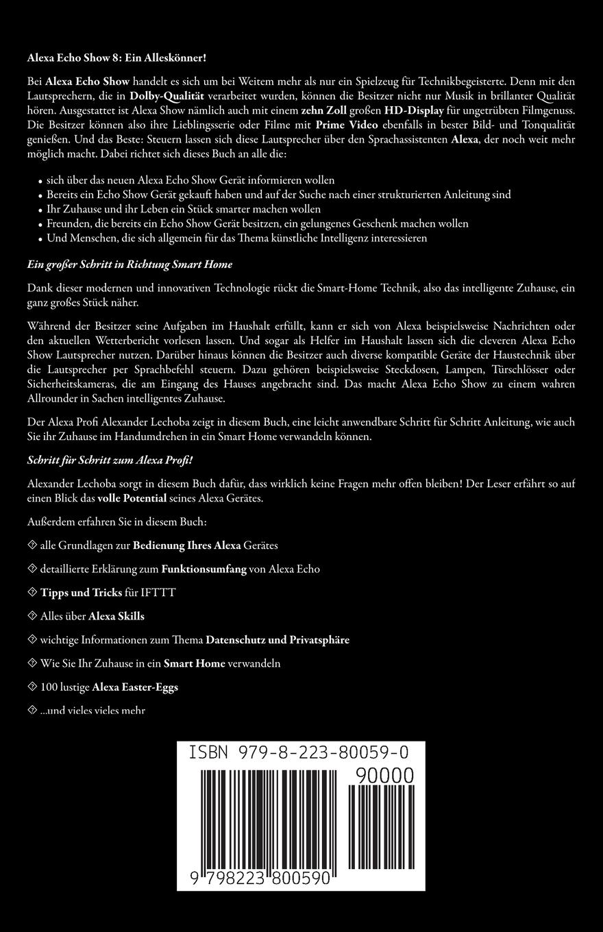 Rückseite: 9798223800590 | Amazon Echo Show 8 | Alexander Lechoba | Taschenbuch | Englisch | 2022