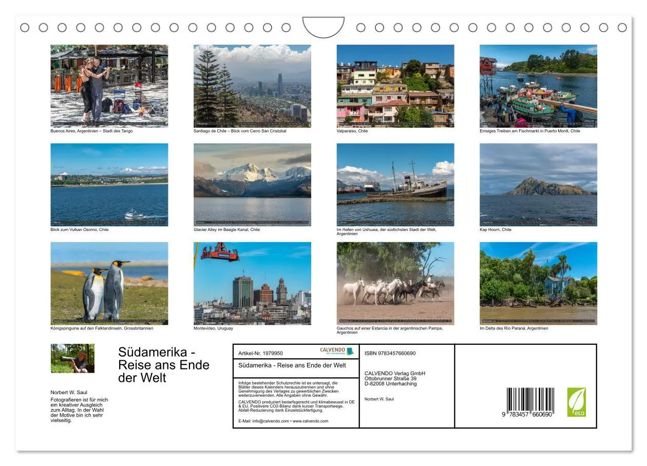 Bild: 9783457660690 | Südamerika - Reise ans Ende der Welt (Wandkalender 2026 DIN A4...