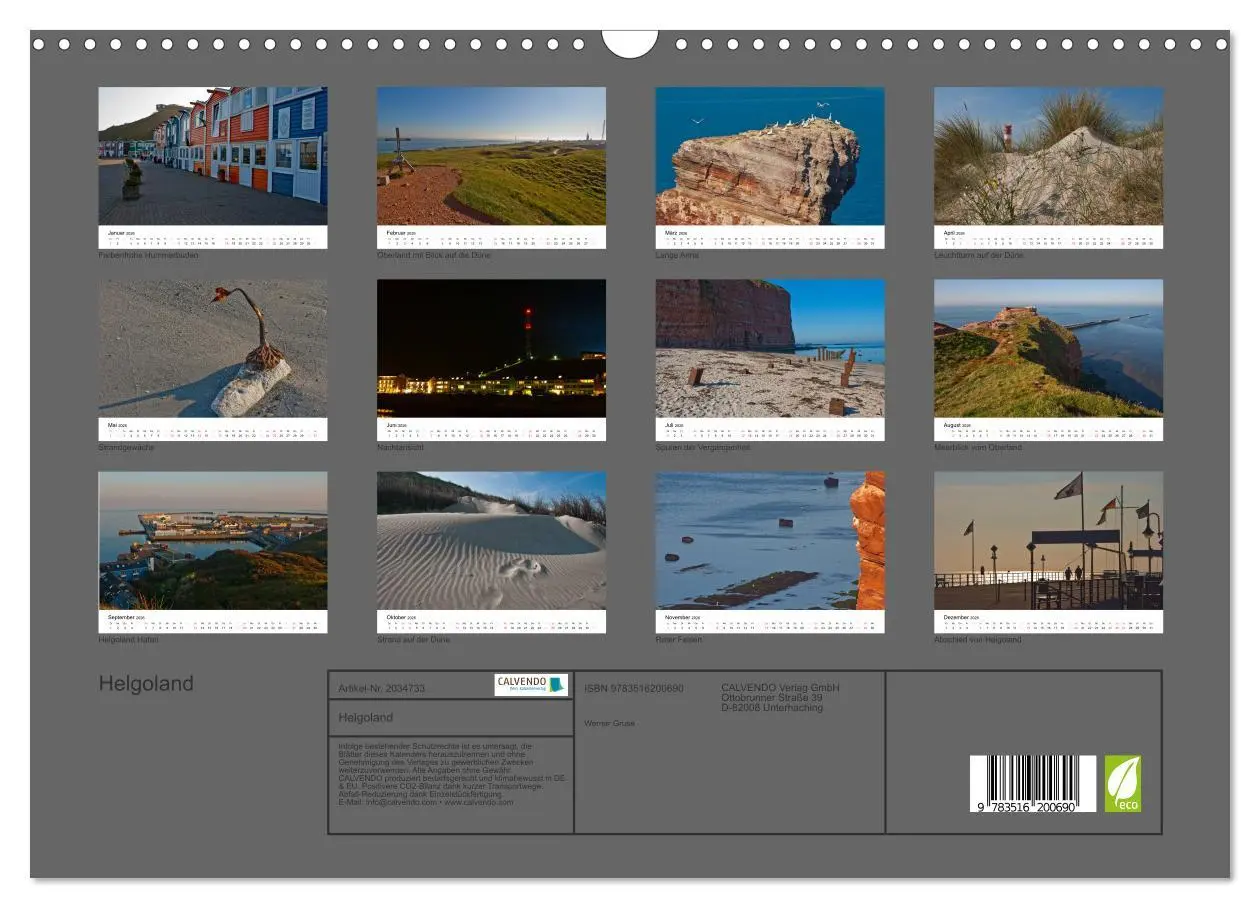Bild: 9783516200690 | Helgoland (Wandkalender 2026 DIN A3 quer), CALVENDO Monatskalender