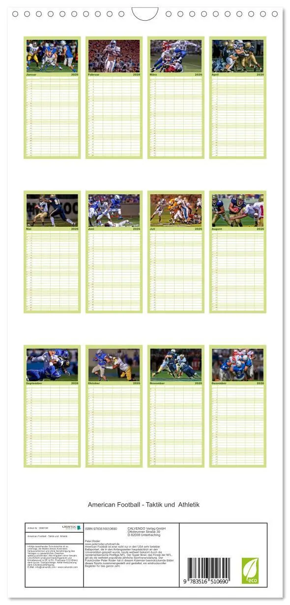 Bild: 9783516510690 | Familienplaner 2026 - American Football - Taktik und Athletik mit 5...