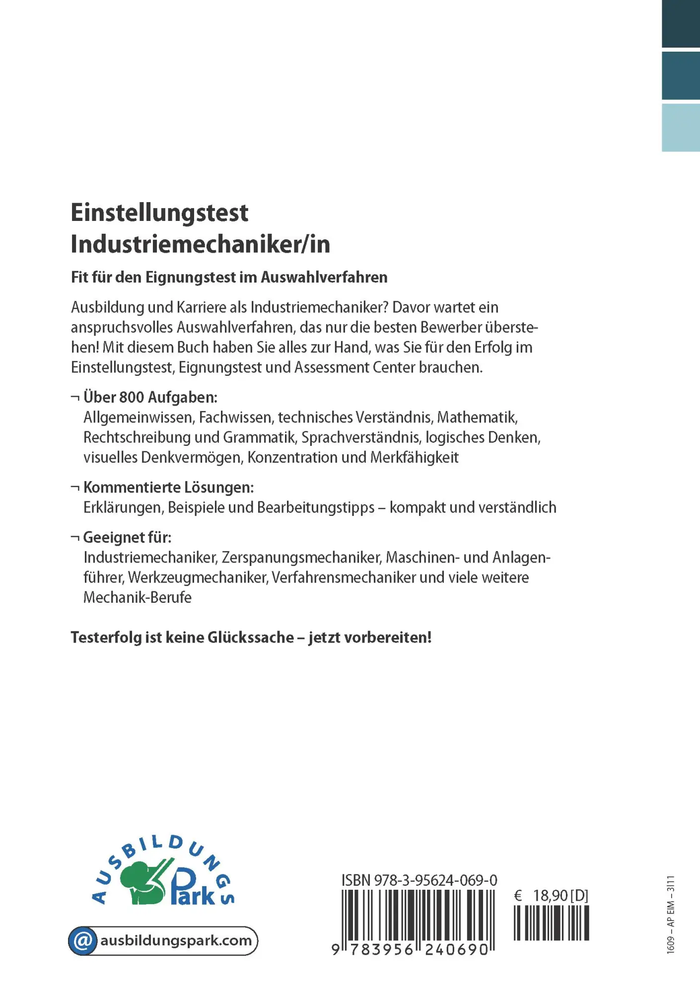 Rückseite: 9783956240690 | Einstellungstest Industriemechaniker/-in | Kurt Guth (u. a.) | Buch