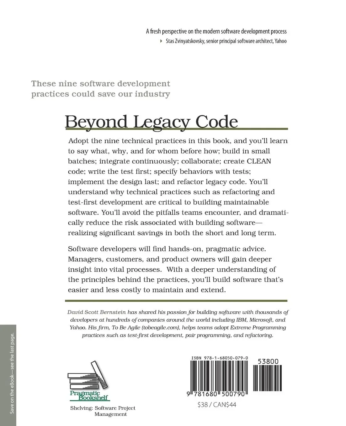 Rückseite: 9781680500790 | Beyond Legacy Code | David Bernstein | Taschenbuch | Englisch | 2015
