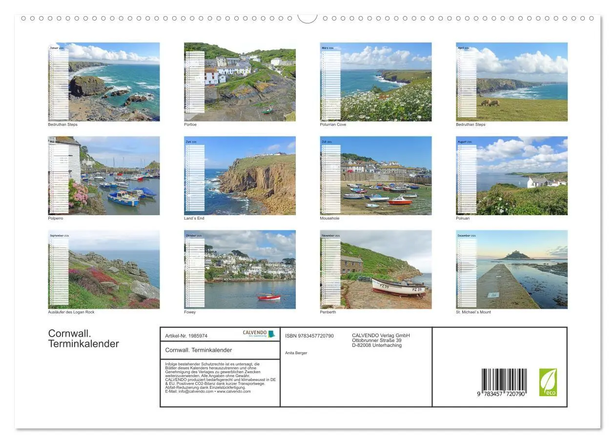 Bild: 9783457720790 | Cornwall. Terminkalender (hochwertiger Premium Wandkalender 2026...