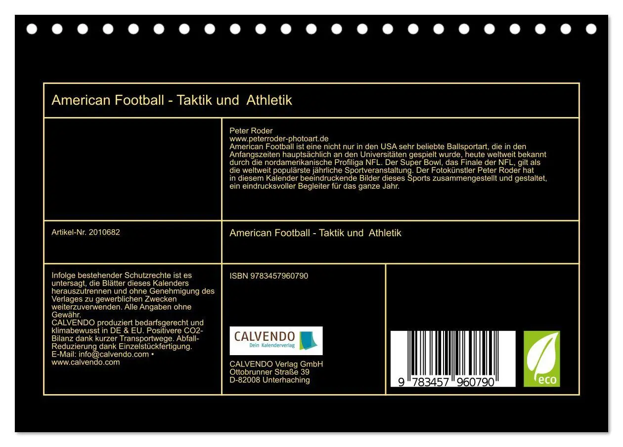 Bild: 9783457960790 | American Football - Taktik und Athletik (Tischkalender 2026 DIN A5...