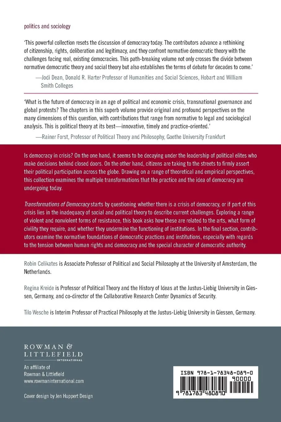 Rückseite: 9781783480890 | Transformations of Democracy | Crisis, Protest and Legitimation | Buch