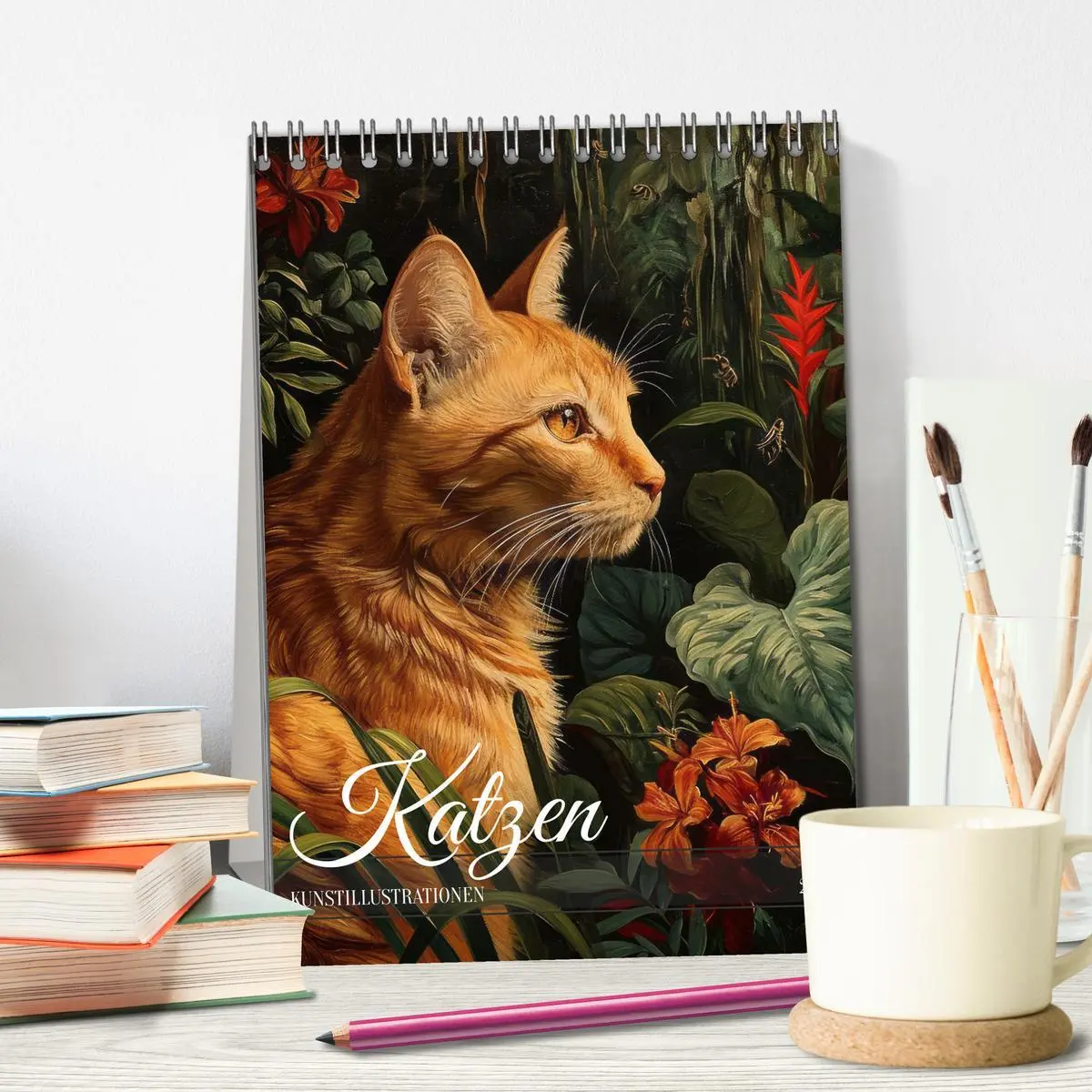 Bild: 9783516280890 | Katzen Kunstillustrationen (Tischkalender 2026 DIN A5 hoch),...