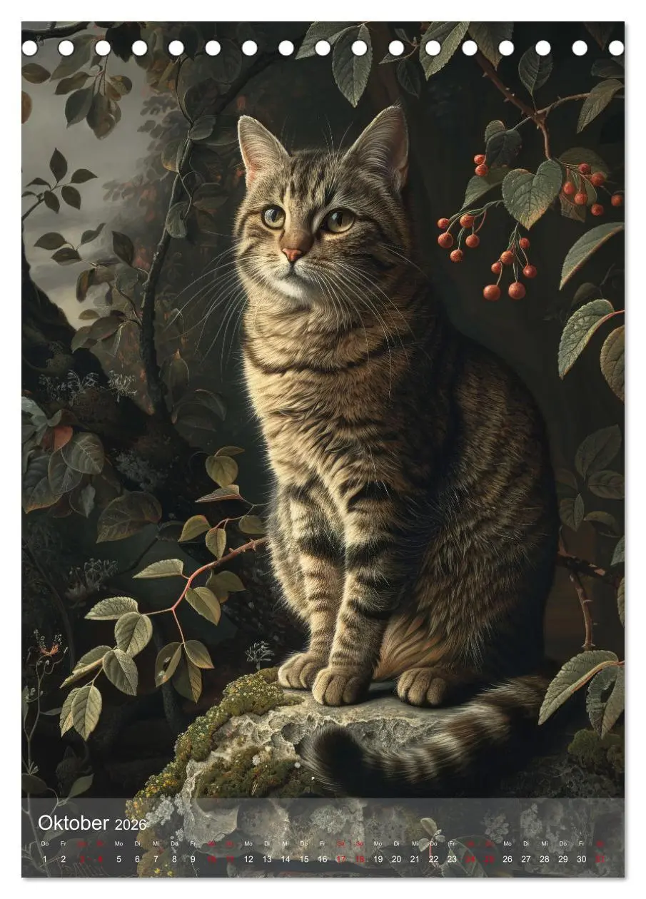 Bild: 9783516280890 | Katzen Kunstillustrationen (Tischkalender 2026 DIN A5 hoch),...